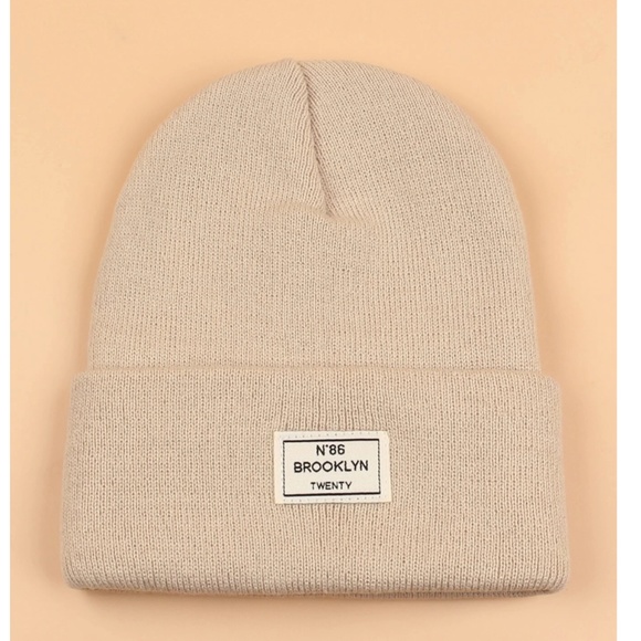 Rouge! Accessories - Tan / Beige  Knit Beanie Hat Brooklyn Tag